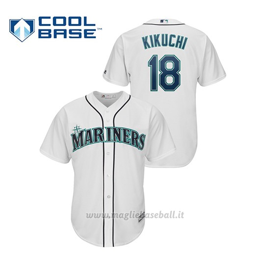 Maglia Baseball Uomo Seattle Mariners Yusei Kikuchi Cool Base Majestic Bianco